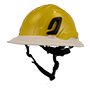 Type II + Non-Vented Yellow Safety Helmet with White FlexBrim (T2NYLFBWH - Three Quarter View)