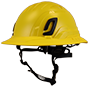 Type II + Non-Vented Yellow Safety Helmet with Yellow FlexBrim (T2NYLFBYL - Three Quarter View)