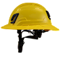 Type II + Non-Vented Yellow Safety Helmet with Yellow FlexBrim (T2NYLFBYL - Left)