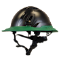 Type II + Vented Black Safety Helmet with Forest Green FlexBrim (T2VBKFBFG - Three Quarter View)