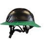 Type II + Vented Black Safety Helmet with Forest Green FlexBrim (T2VBKFBFG - Left)