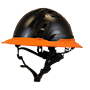 Type II + Vented Black Safety Helmet with Orange FlexBrim (T2VBKFBOR - Three Quarter View)