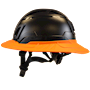Type II + Vented Black Safety Helmet with Orange FlexBrim (T2VBKFBOR - Left)
