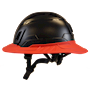 Type II + Vented Black Safety Helmet with Red FlexBrim (T2VBKFBRD - Left)