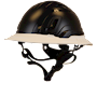 Type II + Vented Black Safety Helmet with White FlexBrim (T2VBKFBWH - Three Quarter View)