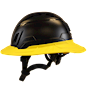 Type II + Vented Black Safety Helmet with Yellow FlexBrim (T2VBKFBYL - Left)
