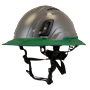 Type II + Vented Dove Gray Safety Helmet with Forest Green FlexBrim (T2VDGFBFG - Three Quarter View)
