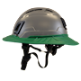 Type II + Vented Dove Gray Safety Helmet with Forest Green FlexBrim (T2VDGFBFG - Left)