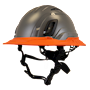 Type II + Vented Dove Gray Safety Helmet with Hi-Viz Orange FlexBrim (T2VDGFBHO - Three Quarter View)