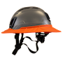 Type II + Vented Dove Gray Safety Helmet with Hi-Viz Orange FlexBrim (T2VDGFBHO - Left)