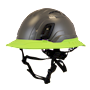 Type II + Vented Dove Gray Safety Helmet with Hi-Viz Yellow FlexBrim (T2VDGFBHY - Three Quarter View)