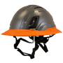Type II + Vented Dove Gray Safety Helmet with Orange FlexBrim (T2VDGFBOR - Three Quarter View)