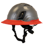 Type II + Vented Dove Gray Safety Helmet with Red FlexBrim (T2VDGFBRD - Three Quarter View)
