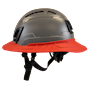 Type II + Vented Dove Gray Safety Helmet with Red FlexBrim (T2VDGFBRD - Left)