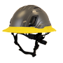 Type II + Vented Dove Gray Safety Helmet with Yellow FlexBrim (T2VDGFBYL - Three Quarter View)