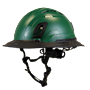 Type II + Vented Forest Green Safety Helmet with Black FlexBrim (T2VFGFBBK - Three Quarter View)