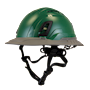 Type II + Vented Forest Green Safety Helmet with Dove Gray FlexBrim (T2VFGFBDG - Three Quarter View)