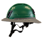 Type II + Vented Forest Green Safety Helmet with Dove Gray FlexBrim (T2VFGFBDG - Left)