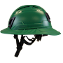 Type II + Vented Forest Green Safety Helmet with Forest Green FlexBrim (T2VFGFBFG - Left)