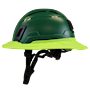 Type II + Vented Forest Green Safety Helmet with Hi-Viz Yellow FlexBrim (T2VFGFBHY - Left)