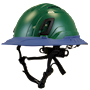 Type II + Vented Forest Green Safety Helmet with Kentucky Blue FlexBrim (T2VFGFBKB - Three Quarter View)