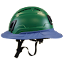 Type II + Vented Forest Green Safety Helmet with Kentucky Blue FlexBrim (T2VFGFBKB - Left)