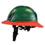 Type II + Vented Forest Green Safety Helmet with Red FlexBrim (T2VFGFBRD - Left)