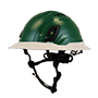 Type II + Vented Forest Green Safety Helmet with White FlexBrim (T2VFGFBWH - Three Quarter View)