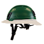 Type II + Vented Forest Green Safety Helmet with White FlexBrim (T2VFGFBWH - Left)