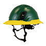 Type II + Vented Forest Green Safety Helmet with Yellow FlexBrim (T2VFGFBYL - Three Quarter View)