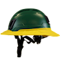 Type II + Vented Forest Green Safety Helmet with Yellow FlexBrim (T2VFGFBYL - Left)