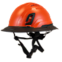 Type II + Vented Hi-Viz Orange Safety Helmet with Black FlexBrim (T2VHOFBBK - Three Quarter View)