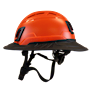Type II + Vented Hi-Viz Orange Safety Helmet with Black FlexBrim (T2VHOFBBK - Left)
