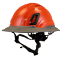 Type II + Vented Hi-Viz Orange Safety Helmet with Dove Gray FlexBrim (T2VHOFBDG - Three Quarter View)