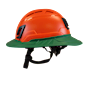 Type II + Vented Hi-Viz Orange Safety Helmet with Forest Green FlexBrim (T2VHOFBFG - Left)