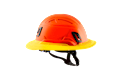 Type II + Vented Hi-Viz Orange Safety Helmet with Hi-Viz Yellow FlexBrim (T2VHOFBHY - Right Side)