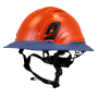 Type II + Vented Hi-Viz Orange Safety Helmet with Kentucky Blue FlexBrim (T2VHOFBKB - Three Quarter View)