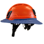 Type II + Vented Hi-Viz Orange Safety Helmet with Kentucky Blue FlexBrim (T2VHOFBKB - Left)
