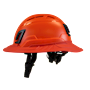 Type II + Vented Hi-Viz Orange Safety Helmet with Red FlexBrim (T2VHOFBRD - Left)