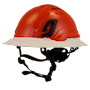 Type II + Vented Hi-Viz Orange Safety Helmet with White FlexBrim (T2VHOFBWH - Three Quarter View)