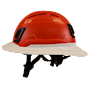 Type II + Vented Hi-Viz Orange Safety Helmet with White FlexBrim (T2VHOFBWH - Left)
