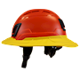 Type II + Vented Hi-Viz Orange Safety Helmet with Yellow FlexBrim (T2VHOFBYL - Left)
