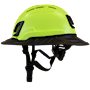 Type II + Vented Hi-Viz Yellow Safety Helmet with Black FlexBrim (T2VHYFBBK - Left)
