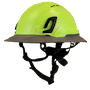 Type II + Vented Hi-Viz Yellow Safety Helmet with Dove Gray FlexBrim (T2VHYFBDG - Three Quarter View)