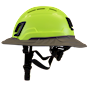 Type II + Vented Hi-Viz Yellow Safety Helmet with Dove Gray FlexBrim (T2VHYFBDG - Left)