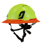 Type II + Vented Hi-Viz Yellow Safety Helmet with Hi-Viz Orange FlexBrim (T2VHYFBHO - Three Quarter View)