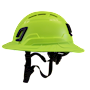 Type II + Vented Hi-Viz Yellow Safety Helmet with Hi-Viz Yellow FlexBrim (T2VHYFBHY - Left)