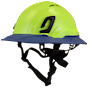 Type II + Vented Hi-Viz Yellow Safety Helmet with Kentucky Blue FlexBrim (T2VHYFBKB - Three Quarter View)