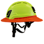 Type II + Vented Hi-Viz Yellow Safety Helmet with Red FlexBrim (T2VHYFBRD - Left)