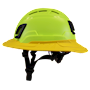 Type II + Vented Hi-Viz Yellow Safety Helmet with Yellow FlexBrim (T2VHYFBYL - Left)